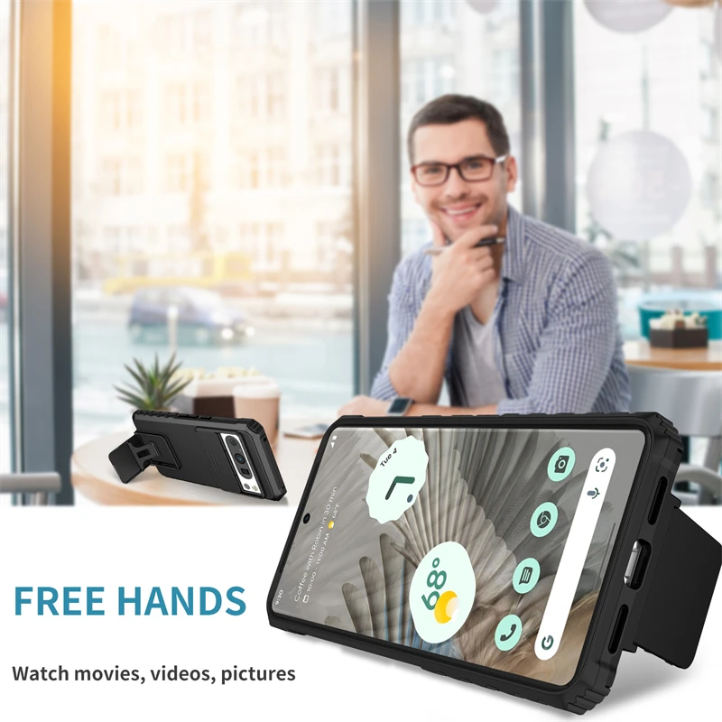 Matte Phone Case with Portable Holder and Slide Camera Shockproof Protection