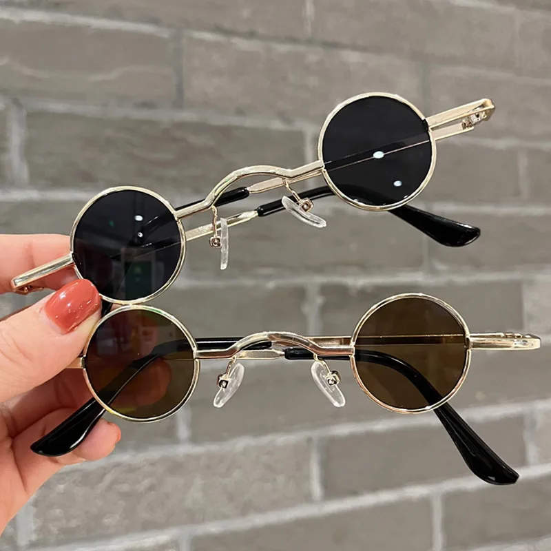 

2022 New Punk Round Sunglasses Retro Metal Sunglasses For Men Women Ultra Small Frame Hip Pop Style Ins Fashion Dropshipping