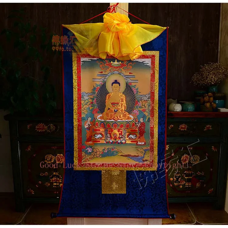 

Wholesale Buddhist supplies-- TOP Buddhism Home Decor ART silk the Buddha Shakyamuni Thang-ga Thangka Buddha painting