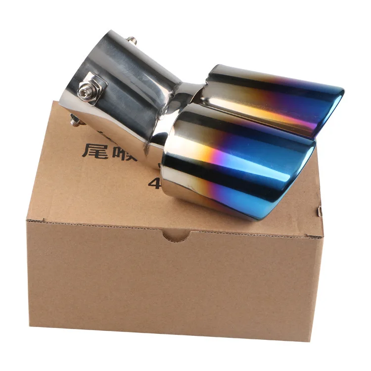 Car Exhaust Tip Stainless Steel Dual Tailpipe Throats Muffler Exhaust Tip Auto Modification Supplies exhaust pipe tip,tail pipe muffler