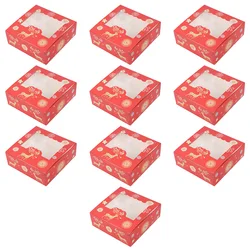 Holiday Treat Boxes with Window - Festive Gift Packaging - 10pcs (A)