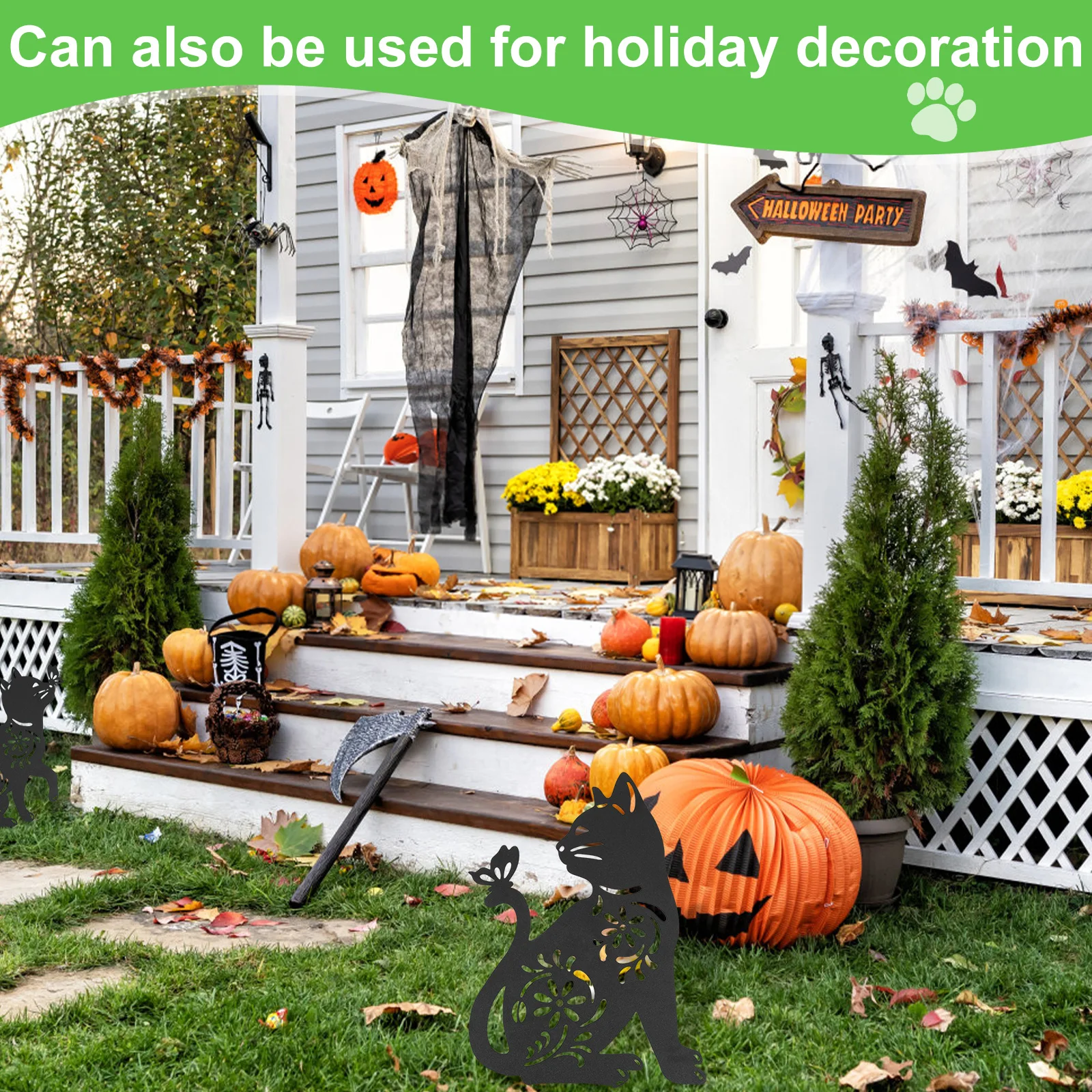 Garden Statue Garden Decoration Metal Garden Animal Statues Decorative Simulation Cat Dog Lawn Stakes Creative Yard Art Deco for Home Outdoor Garden Yard 2Pcs