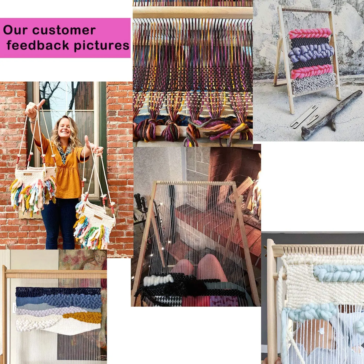 Weaving Loom with Stand Wooden Multi-Craft Weaving Loom Arts & Crafts, Extra-Large Frame, Develops Creativity Weaving Frame Loom