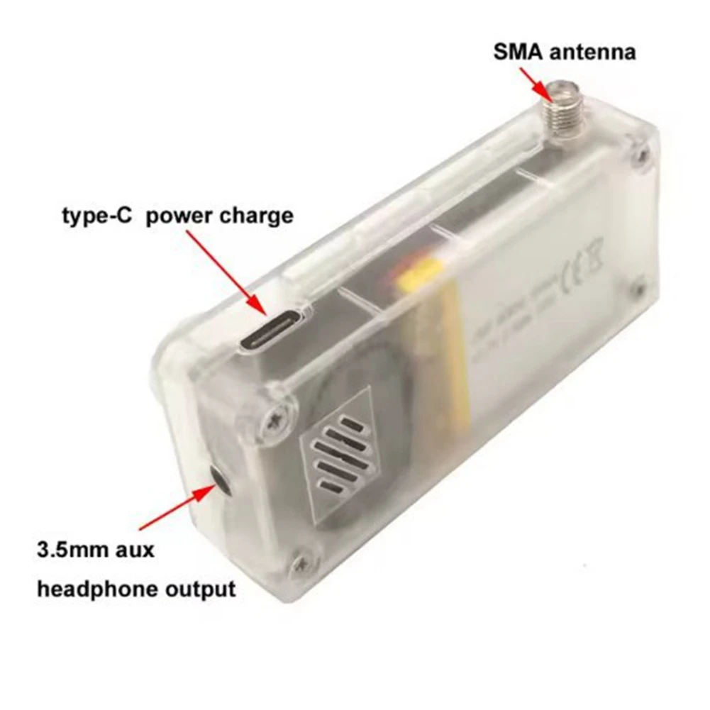 ABNR SI4732 미니 라디오(3D 브래킷 포함) 풀 밴드 LSB USB AM FM SW MW VHF 휴대용 포켓 라디오 투명 케이스