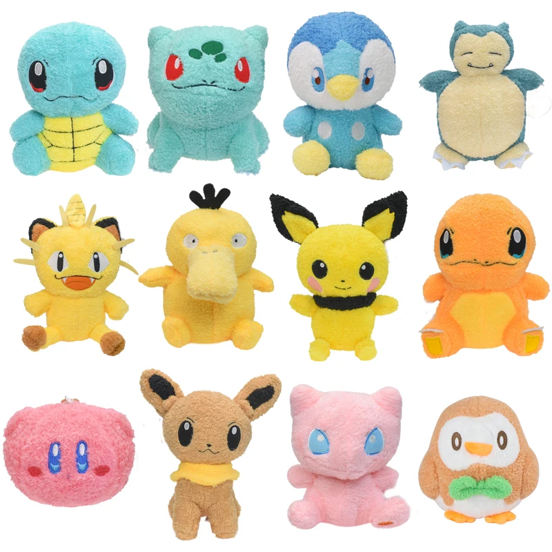 12 Styles Pokemon Plush Toys Piplup Mew Pichu Charmander Squirtle Bulbasaur Eevee Snorlax Anime Stuffed Cartoon Peluche Doll 2022 the newest black pokemon plush toy bulbasaur pikachu squirtle snorlax charmander anime game stuffed doll gift for children