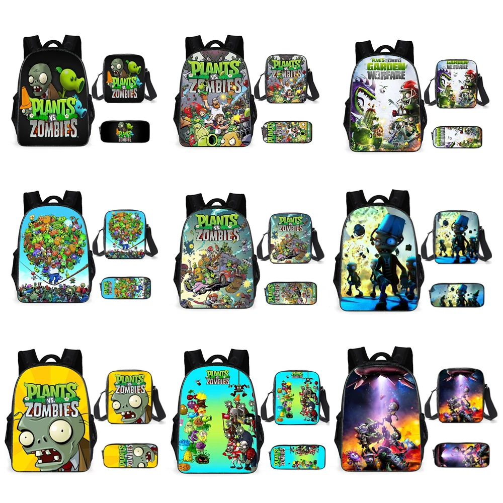 Plants VS Zombie Children School Bags Boys Girls  School Bags Shoulder Bag Canvas Square Bag Casual Diagonal Bag Birthday Gifts monster jam grave digger zombie avenger axe metal diecast truck toy collection model car children boys kids gifts