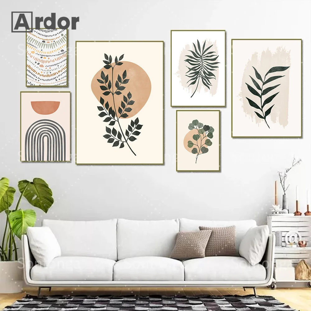 

Abstract Boho Rainbow Sun Wall Art Canvas Painting Plant Monstera Leaf Poster Nordic Print Wall Pictures Living Room Home Decor