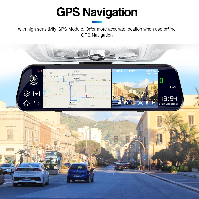 4G Car Dvr 10 Inch Mirror Dash Cam Android 8.1 GPS Navigation with Rear Camera