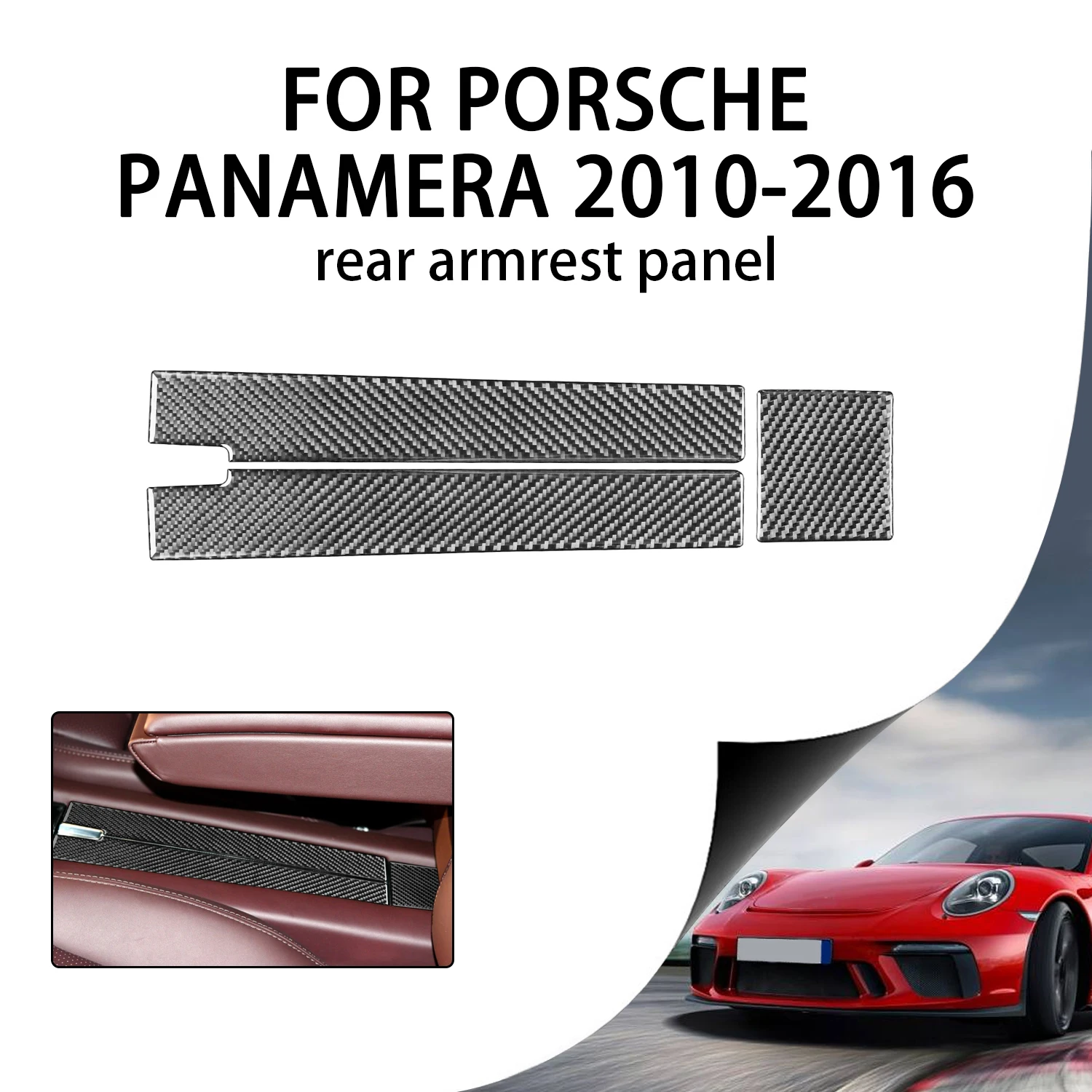 

For Porsche Panamera 2010-2016 Carbon Fiber Rear Armrest Box Panel Trim Cover Car Interiors Accessories Decoration Sticker