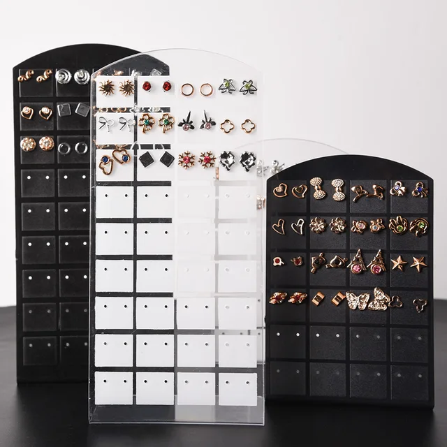 87815-d19929.jpg 2 pièces mode Portable boucles d'oreilles clous d'oreille support en plastique bijoux présentoirs boucle d'oreille vitrine organisateur support de rangement