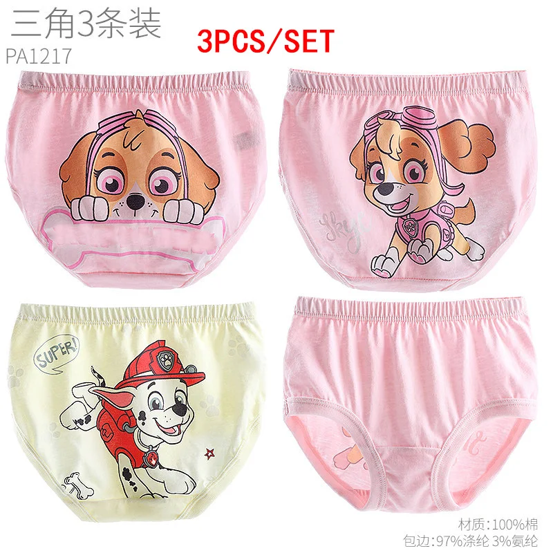Girls Cotton Underwear 3PCS Paw Patrol Skye Everest Children triangle Panties Baby Short Underpants Briefs