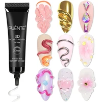PUENTE 15ML Clear 3D No Wipe Sculpture Gel Nail Polish 3D Chrome Nail Art Designs Rhinestone Glue Modeling Soak Off Nail Art Gel 1