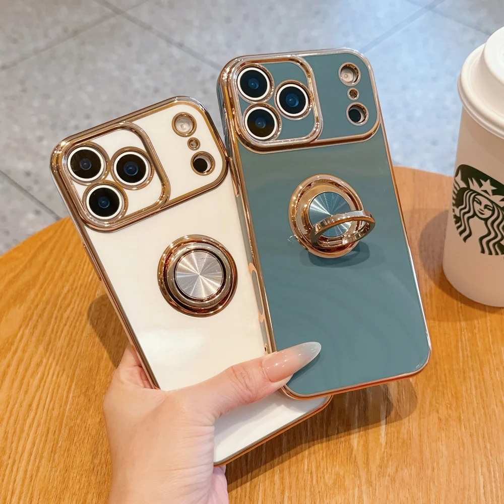 Elegant Plating Ring Stand Bracket Holder - Soft Silicone Protective Case