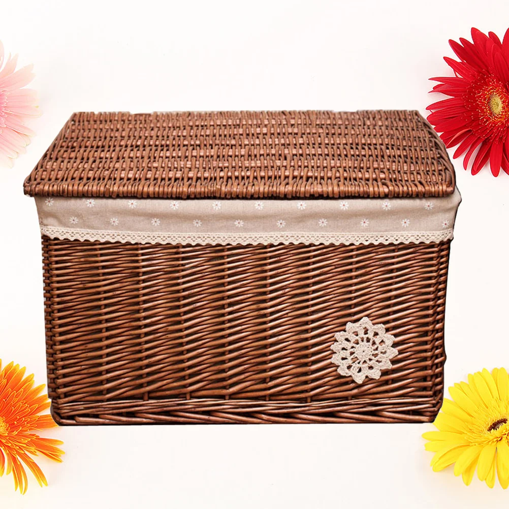 

Storage Bins for Shelves Laundry Hamper with Lid Rattan Basket Jewelry Wicker Woven