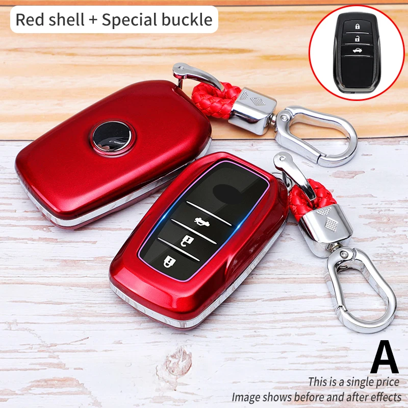 Custodia per chiave Auto a distanza in fibra di carbonio per Toyota CHR Prado Prius Camry Corolla RAV4 2018 2019 2020 2021 accessori Auto - S8e22af14b2e04d4b9e4d4953b7934da69