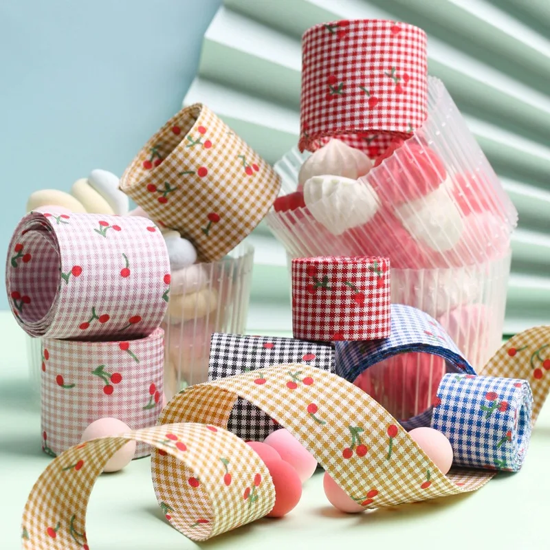 9-10 Yards 25mm 38mm Double Sided/Fruit/Cherry/Lattic Ribbon DIY Make Bowknots Kids Hair Accessories Material Handmade Carfts
