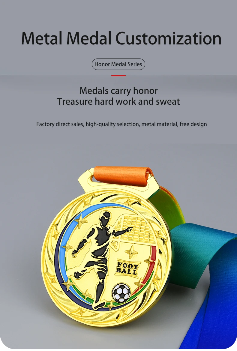 Description Picture 2 of itemSchool Sports Football Competition Medal Games Prizes Gold Silver Bronze Medals Trophy Commemorative Medal for Souvenir Gift