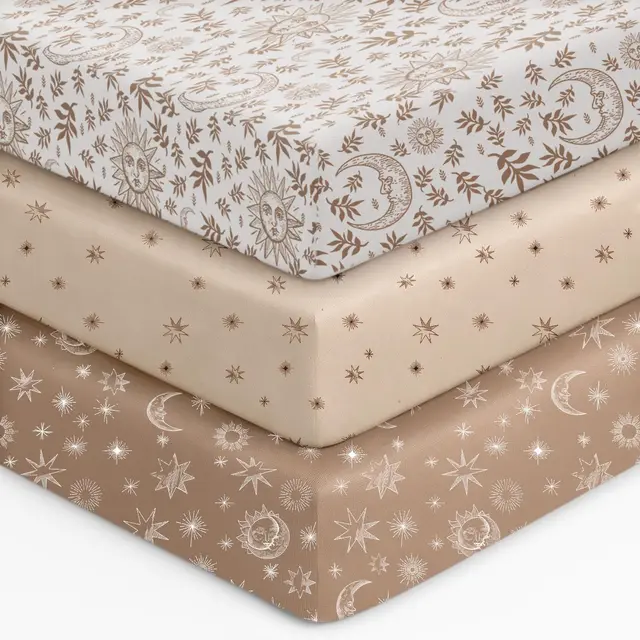 Lot de 3 draps de lit bio pour bébés garçons et filles, drap de matelas neutre respirant en jersey pour lit de bébé, matelas pour tout-petit, doux 1