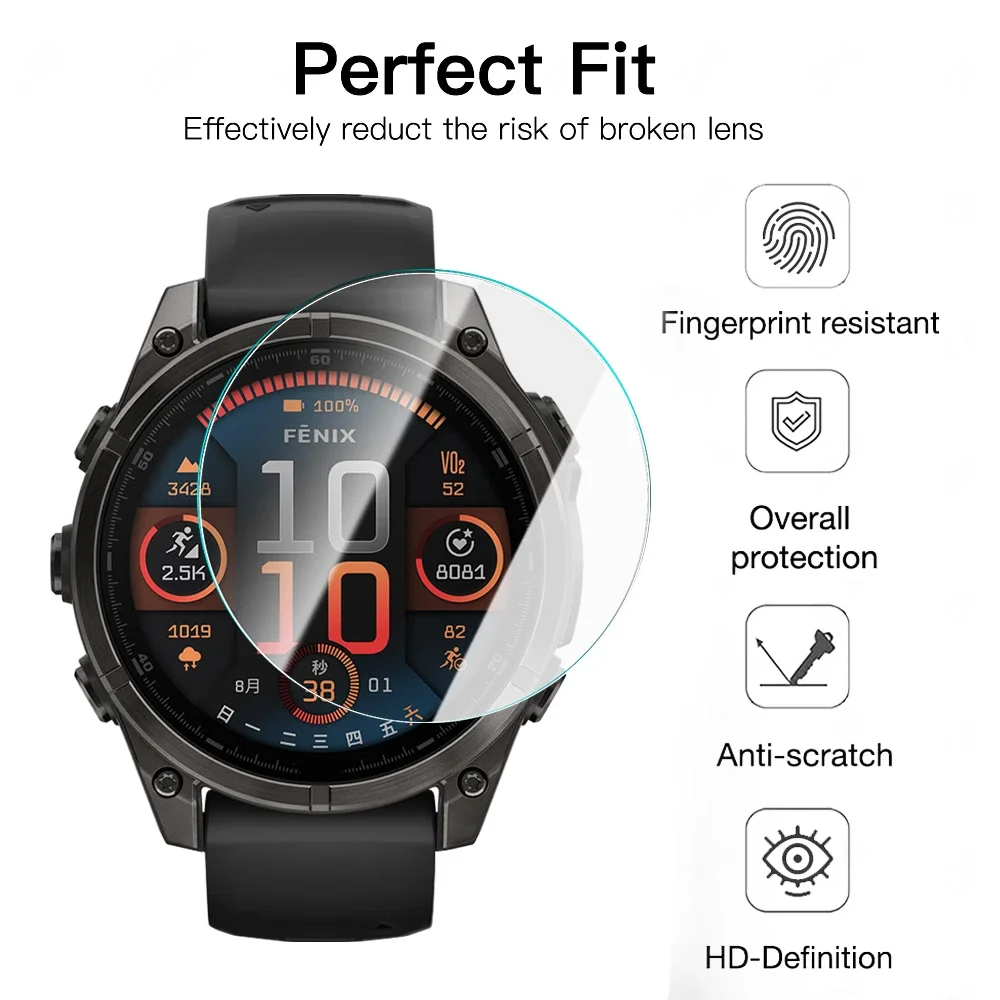 Tempered Glass For Garmin Fenix 8 7 6 5 X S Pro Sapphire Screen Protector Anti-Scratch Film For Fenix 8 47/43/51mm 7S 7X 7 S Pro