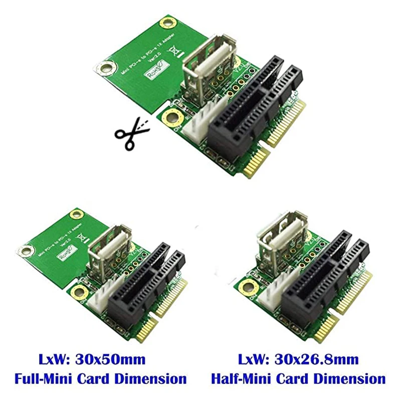 Mini PCI E para Pci Express Riser Card com Interface USB, Fonte de Alimentação de 4Pin, Suporta Altura Total, Meia Altura, 1X, Adaptador image_3