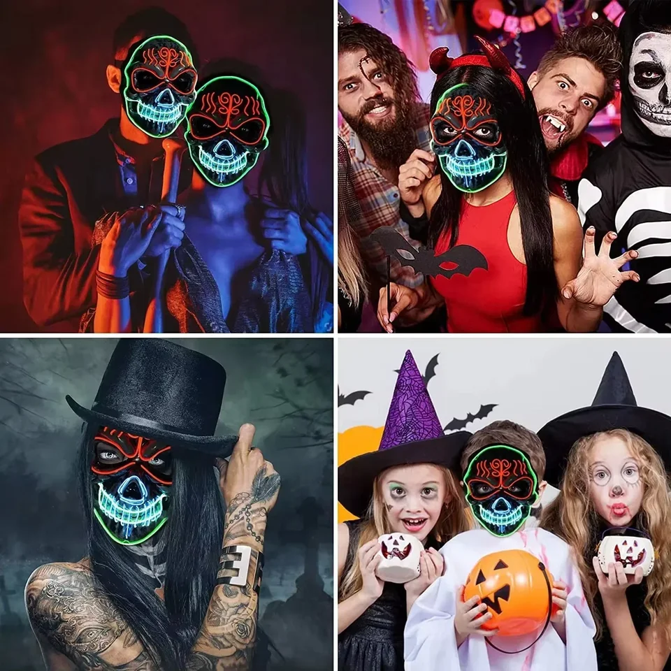 Día De Los Muertos, Halloween, Máscara De Calavera Brillante