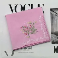 Embroidery Handkerchief Towels Cotton Платок Ladies Soft Absorb Sweat Floral Square Hand Towel Traditional Gifts Toallas De Mano 3
