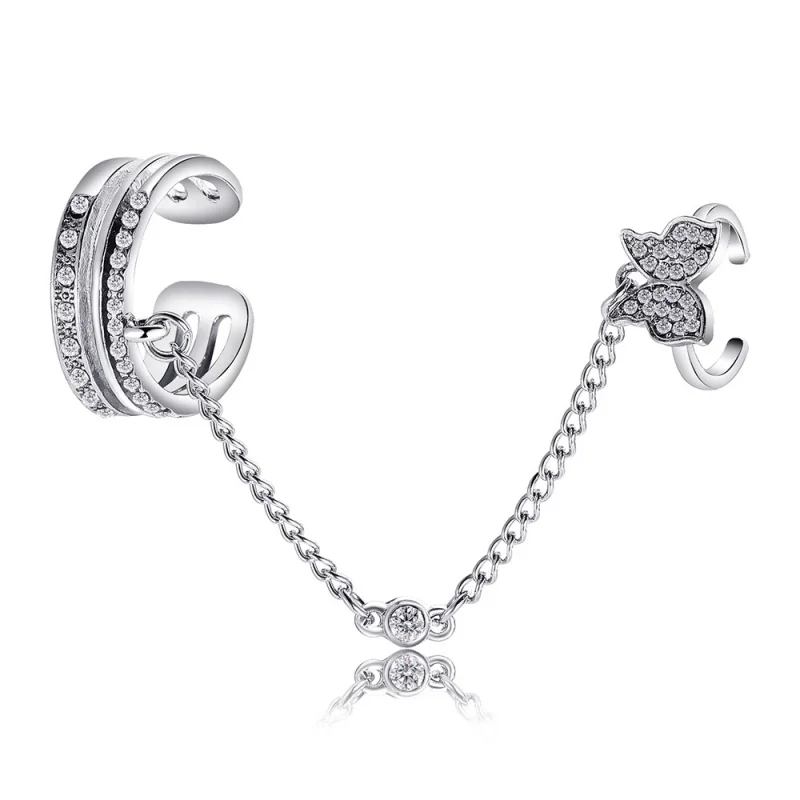 Trendy Double Finger Chain Rings for Women Ring Set Tassel Butterfly Cross Punk Rings Jewelry Ladies Fashion HipHop Jewelry