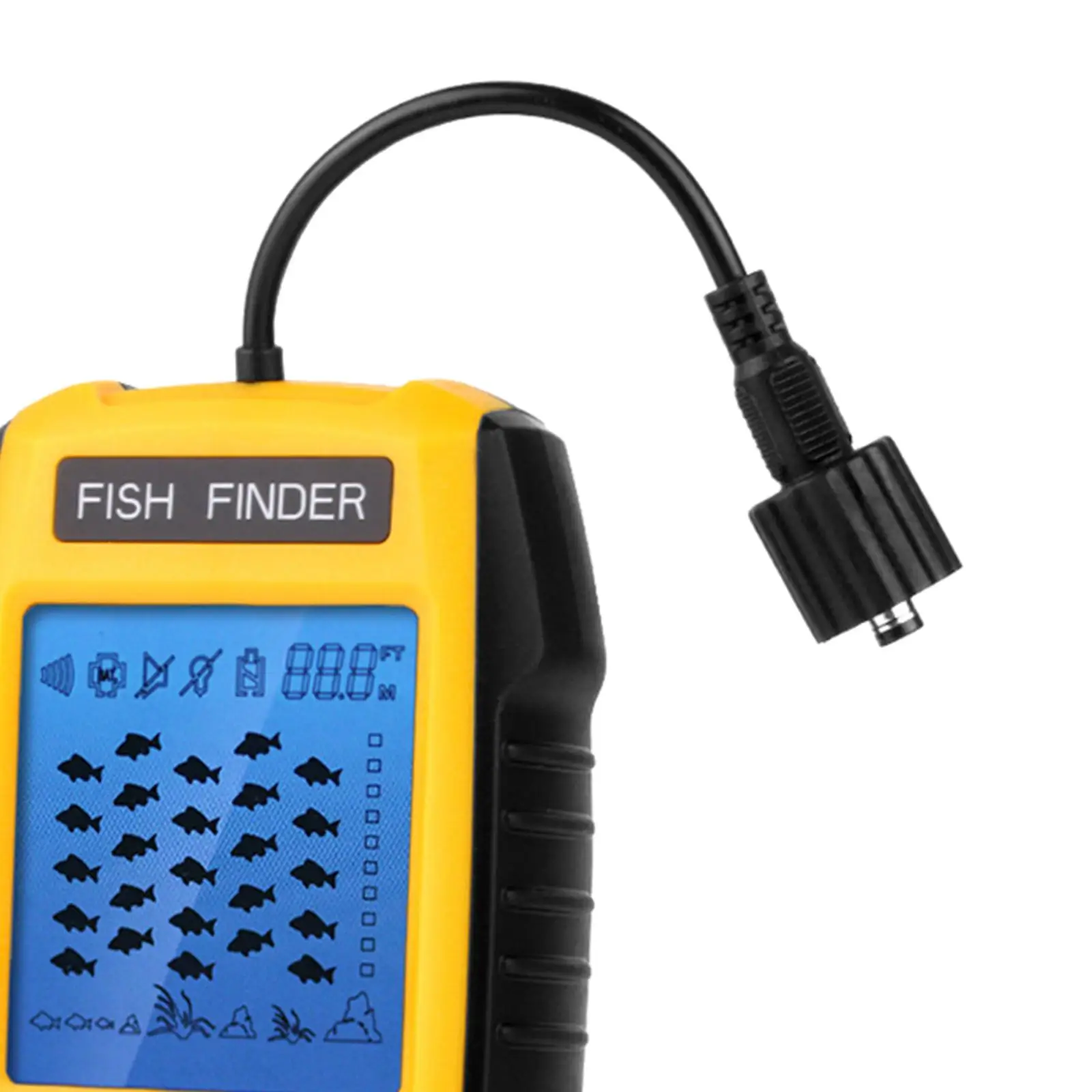Handheld Portable Fish Ice Fishing Gear Depth with LCD Display Sonar Transducer 328ft ()