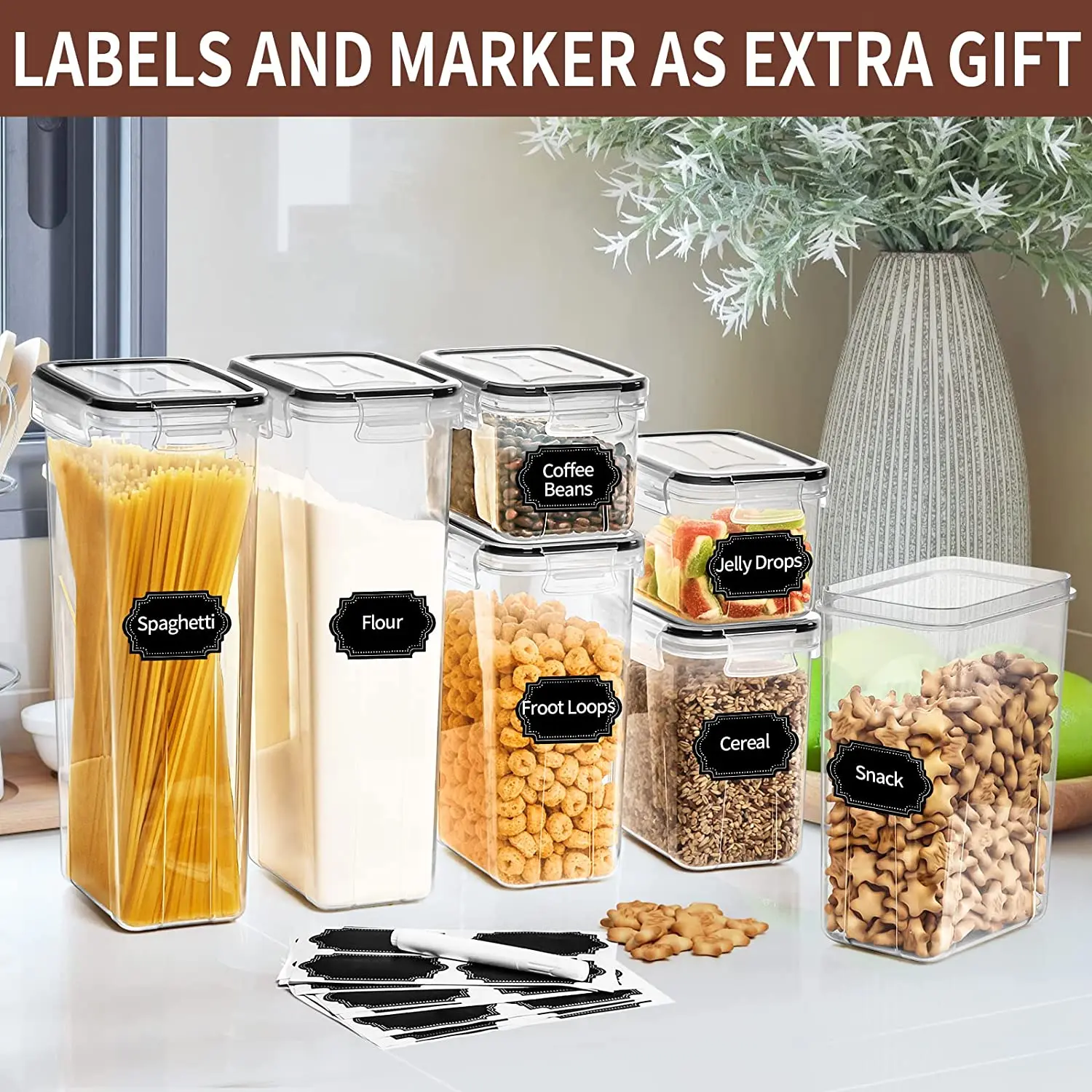 Airtight Tall Food Storage Container Set 2Pcs 2.8L Spaghetti Containers for  Pantry Organization and Storage - AliExpress