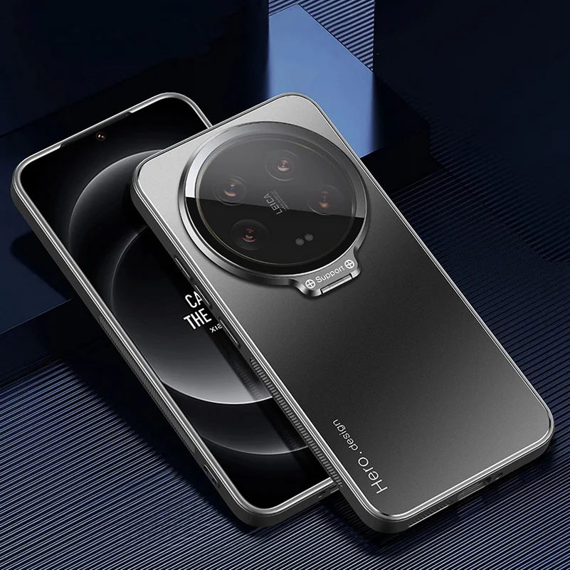 Enhanced Metal Lens Camera Holder Kickstand Shockproof Matte Protective Case