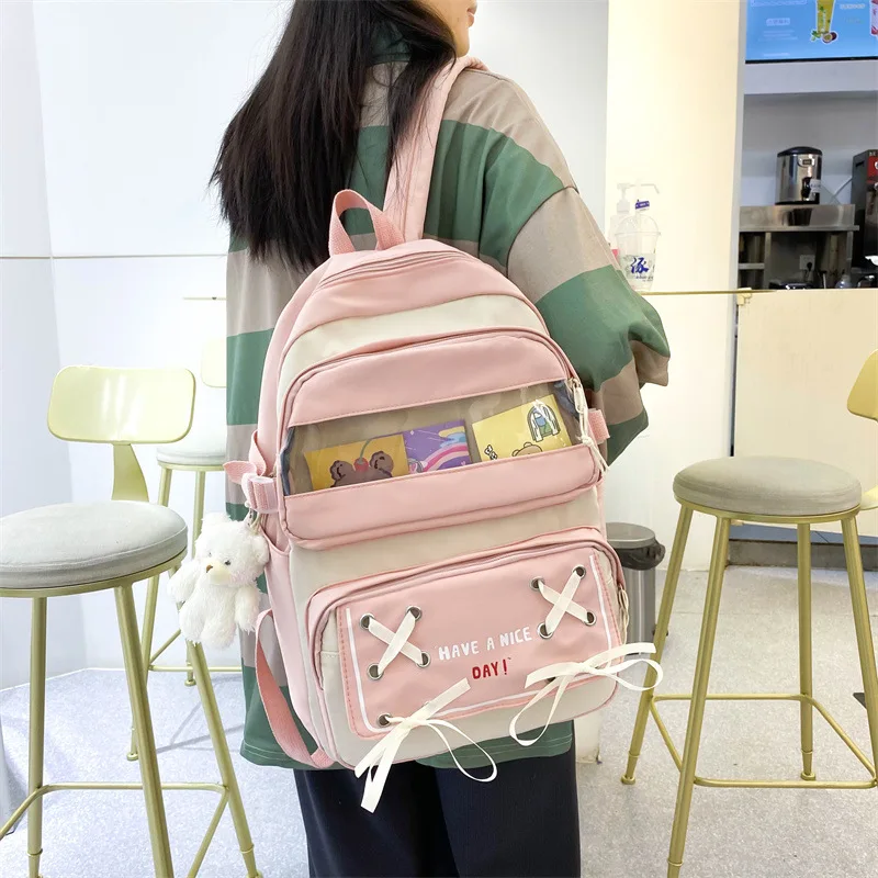 

Korean Style School Backpack for Girls Cute Nylon Travel Backpack Women Kawaii Bags Rucksack Fashion Daypack