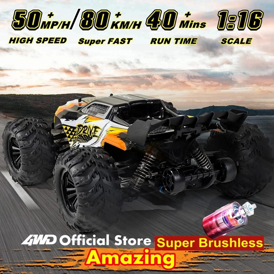 4WD RC Car 4x4 Off Road Drift Racing Cars 50/ 80KM/h Super Brushless High Speed Waterproof Truck Remote Control Toy Kids Adults 4