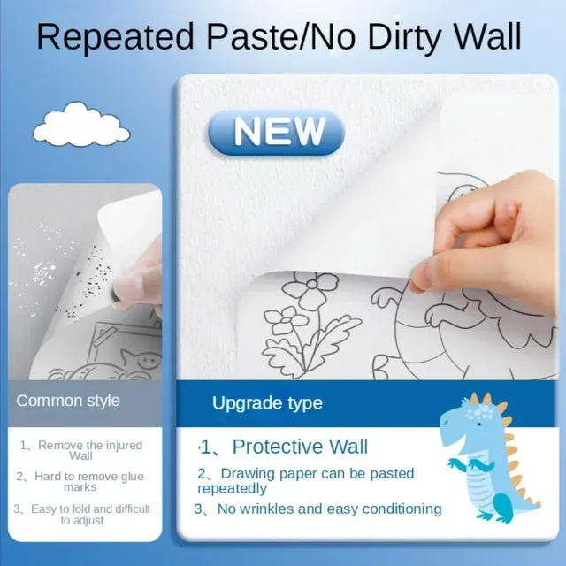 Children's Sticky Coloring Paper Roll 6