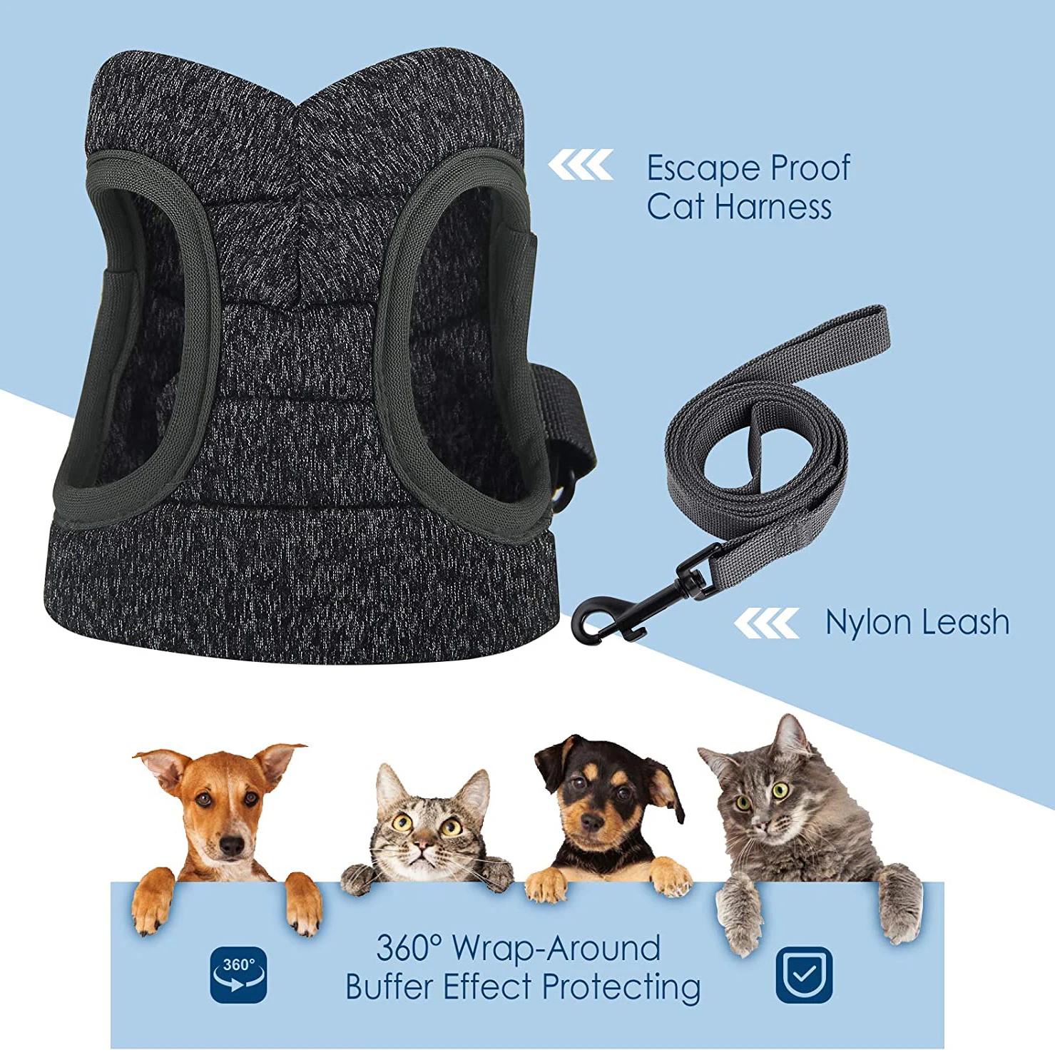 Adjustable Anti-Escape Kitten Harness – Lightweight Breathable Soft Cat Vest with Leash