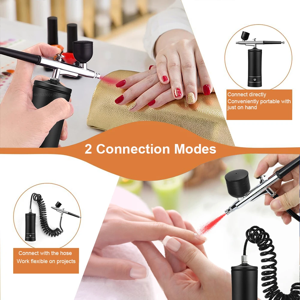 Airbrush Nail Cordless Portable Airbrushes Air Hose Extension Spray Gun With Compressor for Nails Art Painting Makeup Cake K10