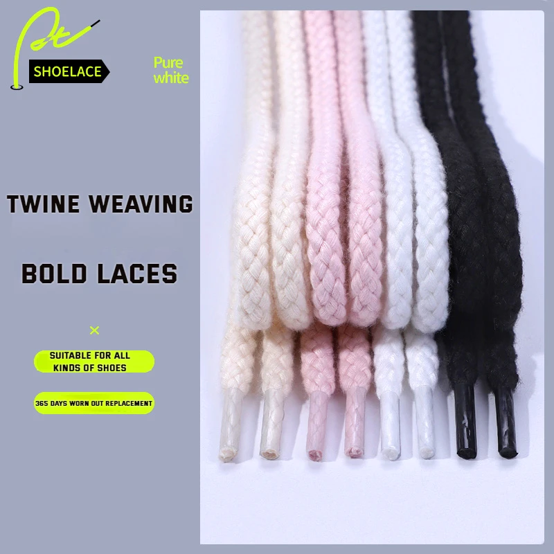 Linen Cotton Shoe laces 7mm Bold Round Shoelaces for Sneakers Laces Shoes Boot Shoelace Round Shoestrings 100/120/140/160/180CM shoe laces shoelaces without ties