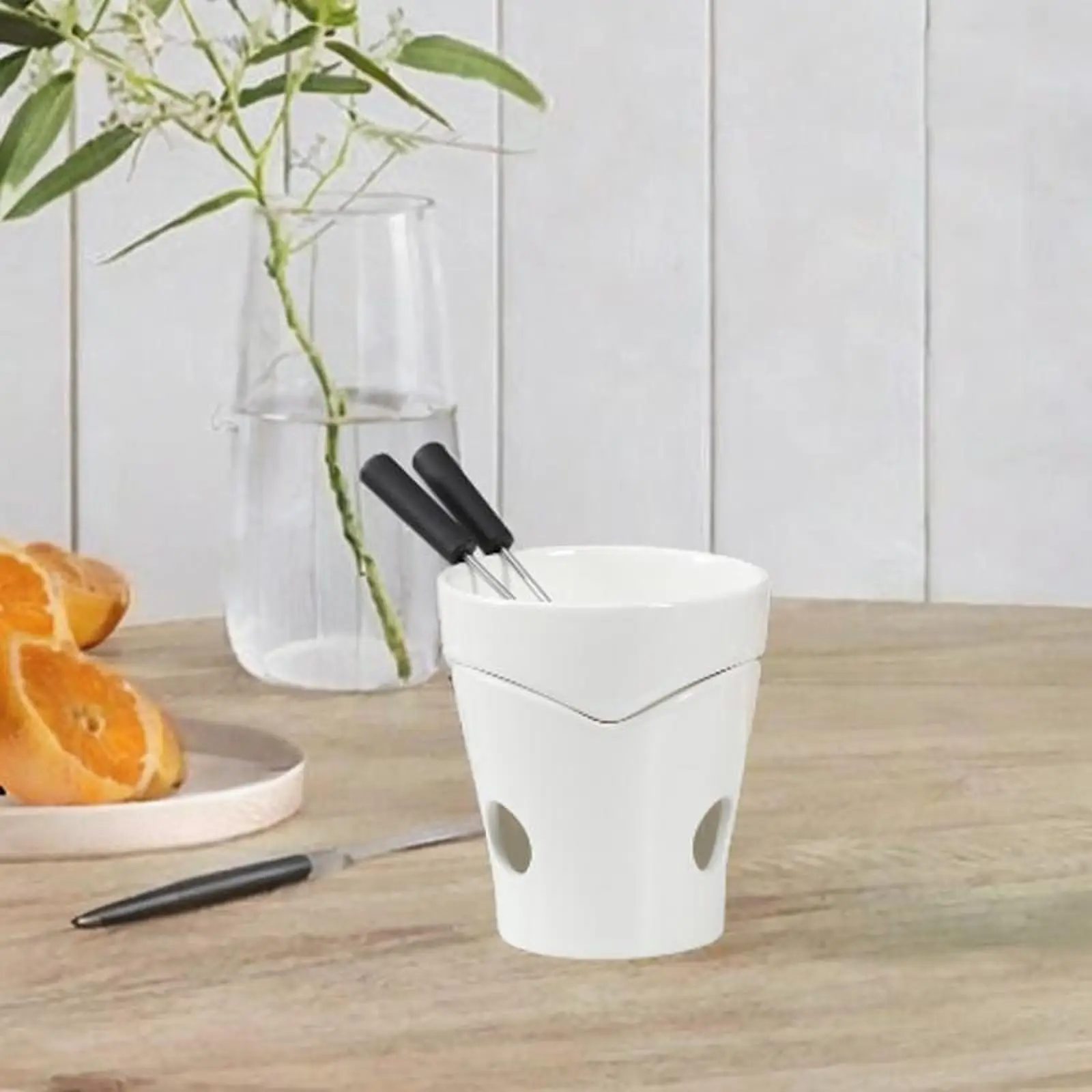 Chocolate Melting Pot Fruit Fondue Heater Cooking Dinner Cookware Kitchen Appliances Ceramic Fondue Set Melt Hot Pot Bowl Set