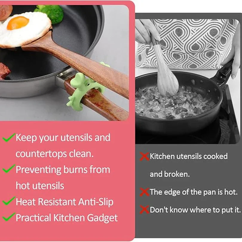 1/2/4/6PCS Silicone Spatula Rack Anti Scalding Overflow Clip Spoon Holder Mobile Universal Storage Shovel Rack Kitchen Gadget