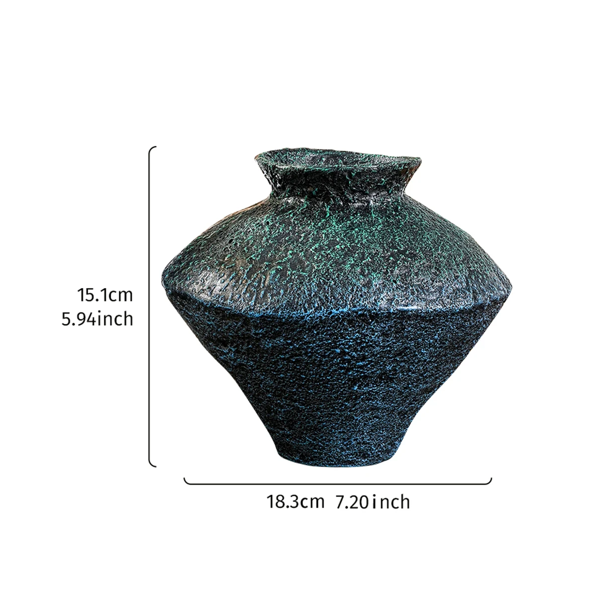 1PC, a retro earthenware jar shaped decorative vase, a retro style blue-green resin material decorative vase