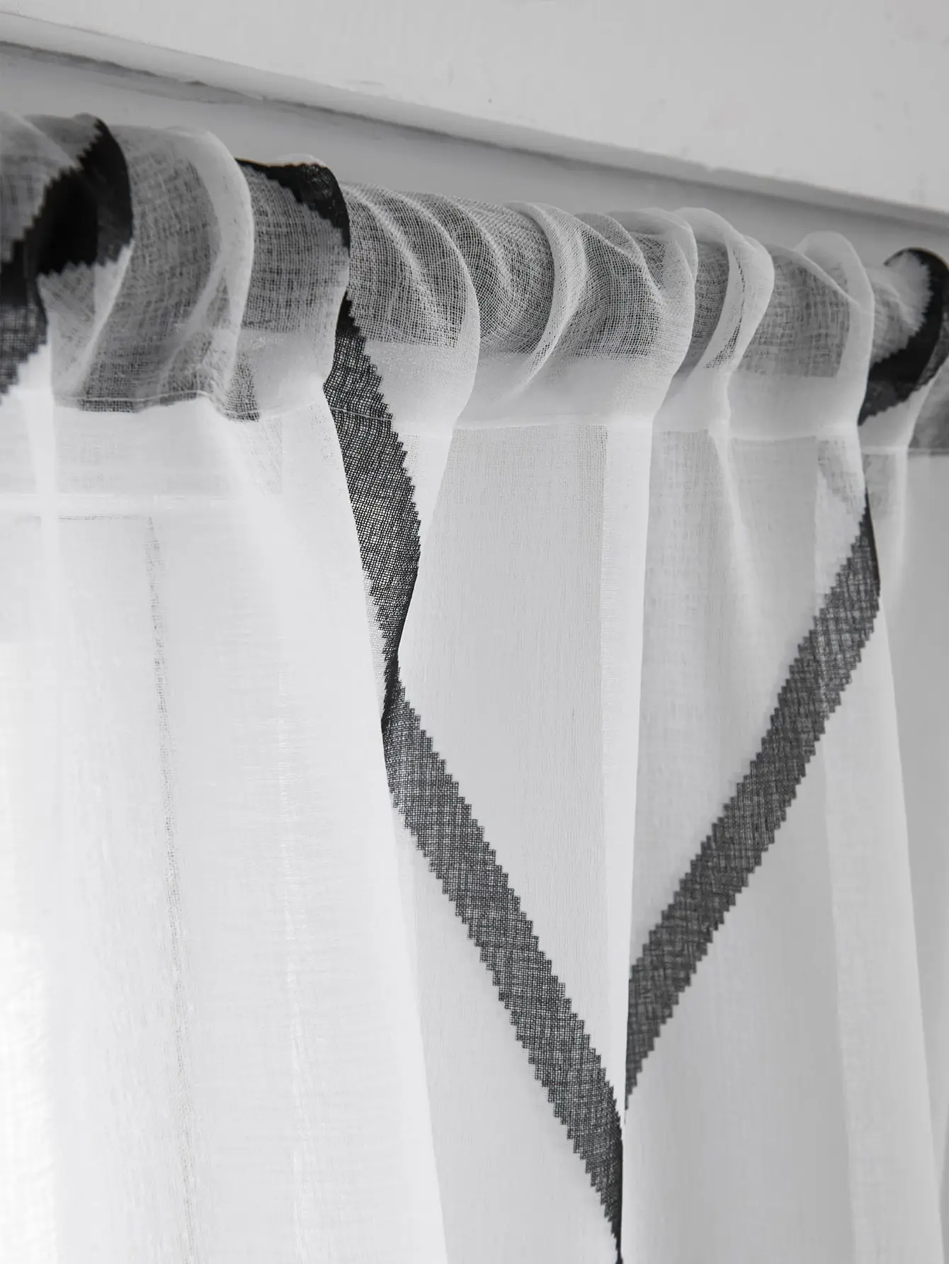 Moroccan printed Trellis White Sheer Curtains 1 Panels, Damask Textured Rod Pocket Voile Tulle Semi  Drapes,door curtains 3