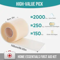 Hydrocolloid Roll for Advanced Wound Care - Self - Adhesive, Highly Absorbent Bandages for Bed Sores and Burns (A)
