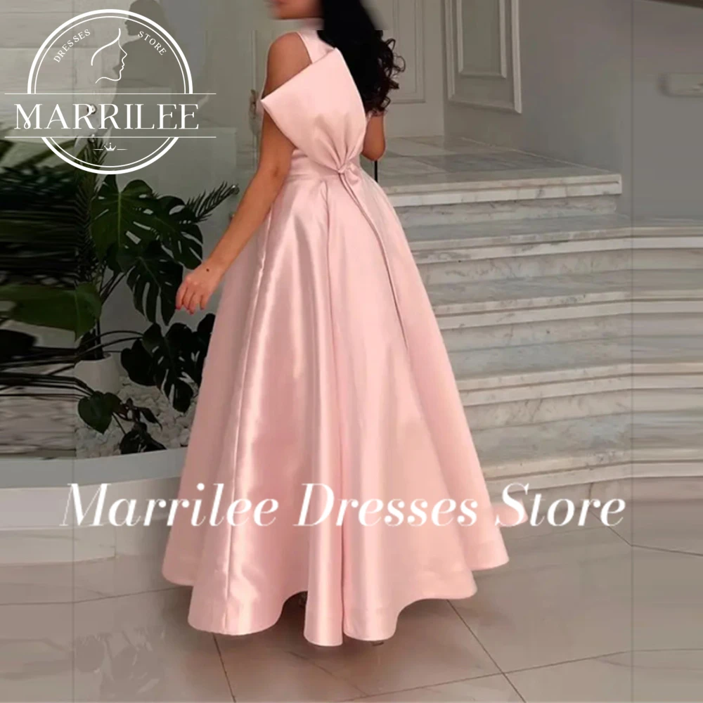 Marrilee Princess  Customized Big Bow Stain Evening Dress Elegant A-Line Sleeveless Floor Length Pleated Prom Gowns Robe 2024 2