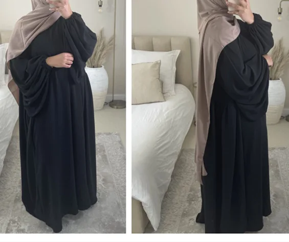 S8e2395cc3756470cb463bc4c659fe9b16 Casual Solid Eid Muslim Dress Women Hijab Abaya Kimono Khimar Dresses Kaftan Kebaya Ramadan Abaya Dubai Long Robe Islam Clothing Mallzona