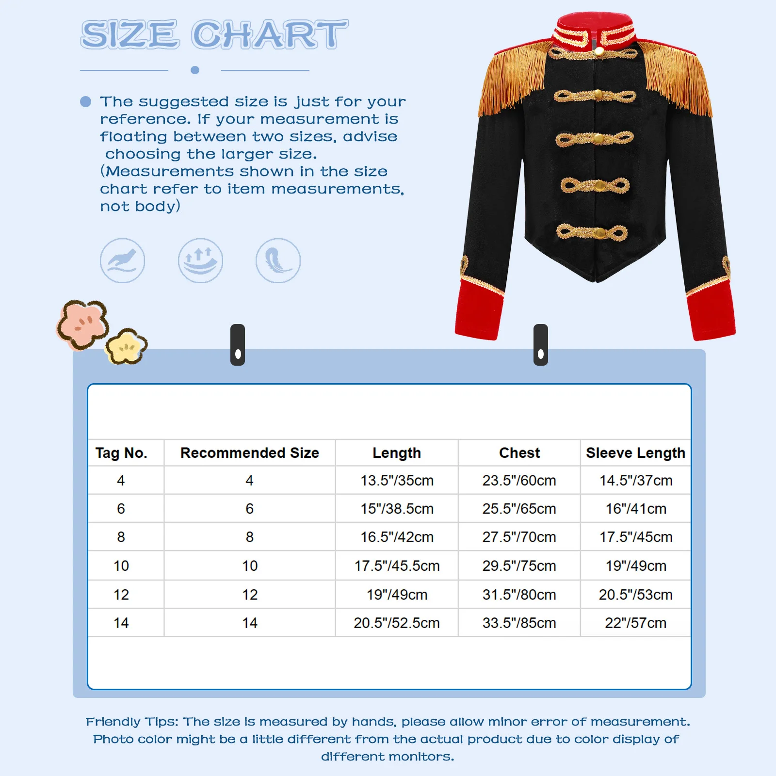 Kids Girls Circus Ringmaster Cosplay Jacket Stand Collar Long Sleeve Fringe Tassel Epaulet kids jackets