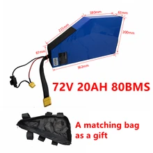 72V 20AH Electric Bike Triangle Lithium Battery Pack for 3000W Ebike Kit, 72V 3000W 80A BMS Lithium Battery with 72V 5A Charger