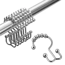 12Pcs Rust Proof Stainless Steel Double Glide Shower Curtain Hooks Shower Curtain Rings for Bathroom Shower Rods