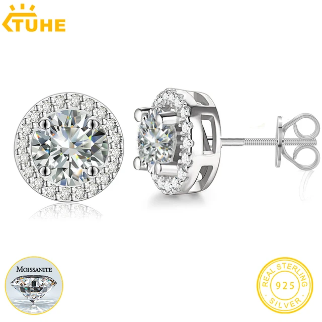 TUHE Unisex VVS1 Moissanite Women Earrings 925 Silver Fine Jewelry Earings 3MM/4MM/5MM Silver 925 Fashion Earrings Women Gift 1