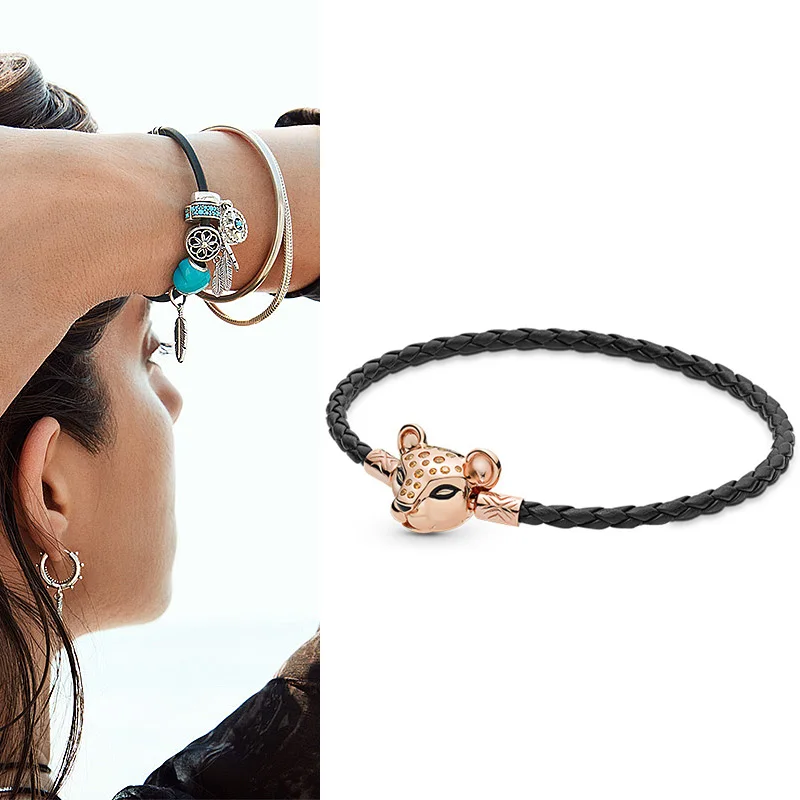 

100% 925 брелок Silver Pan Bracelet Shining Lion Princess Button Pan Bracelet Fit European Charm Bracelets Women Jewelry