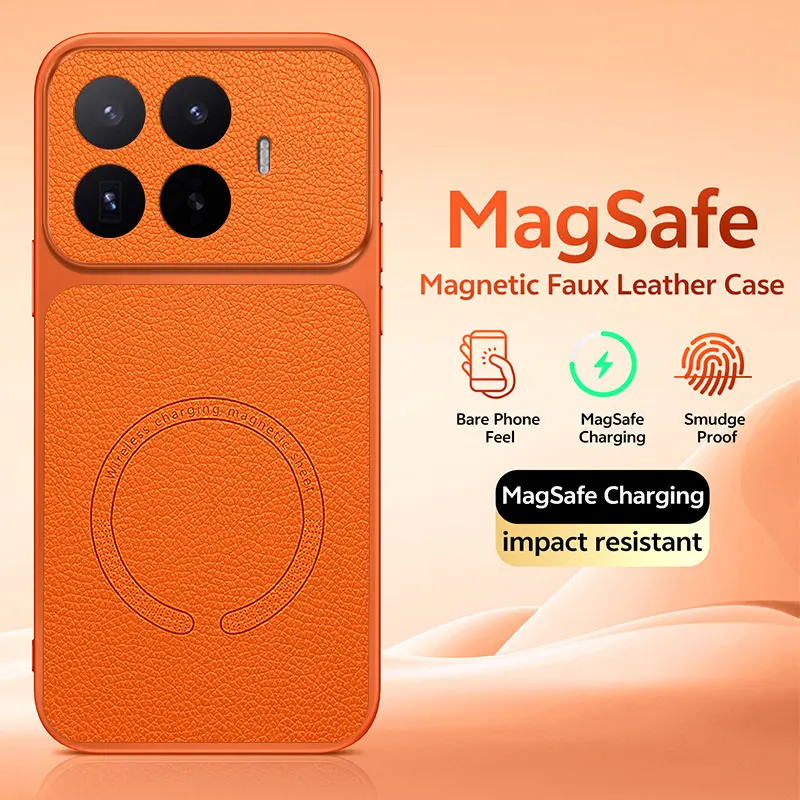 Premium PU Leather Magnetic Wireless Charging Case