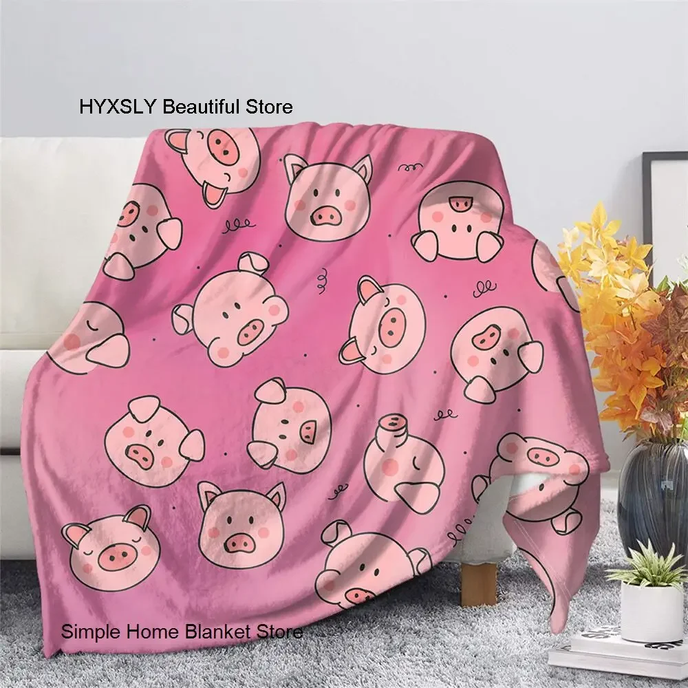 

Cute Pink Pig Printed Blanket Flannel Blanket Soft Fuzzy Microfiber Plush Throw Blanket For Bed Couch Travel Kids Nap Blanket